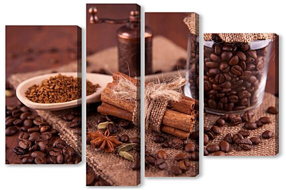 Модульная картина - Зерна кофе и пряности