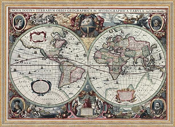 Картина - Старинная карта Мира