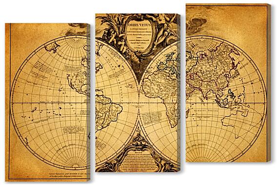 Модульная картина - Старинная карта Мира