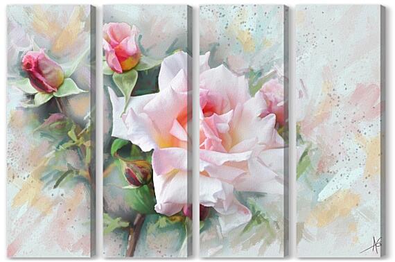 Модульная картина - Пастель роза