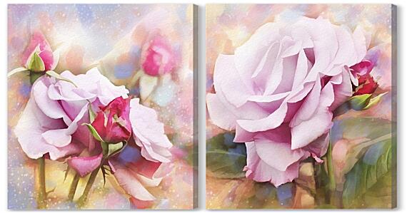 Модульная картина - Розы аква