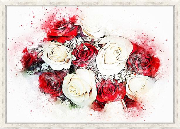 Картина - Розы на белом