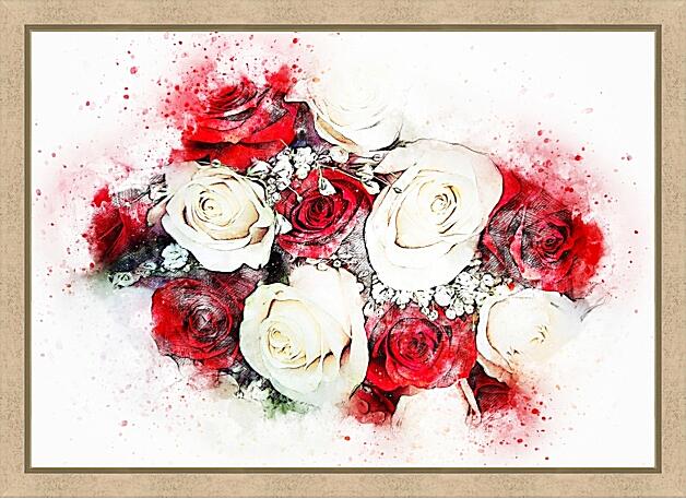Картина - Розы на белом