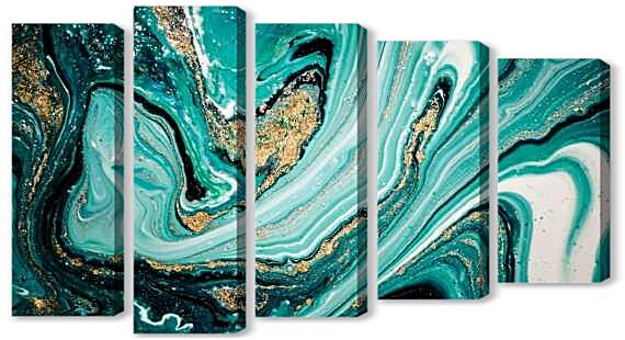 Модульная картина - Изумруд и золото