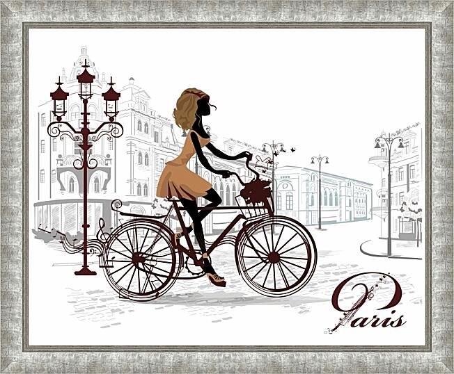 Картина - Девушка на велосипеде