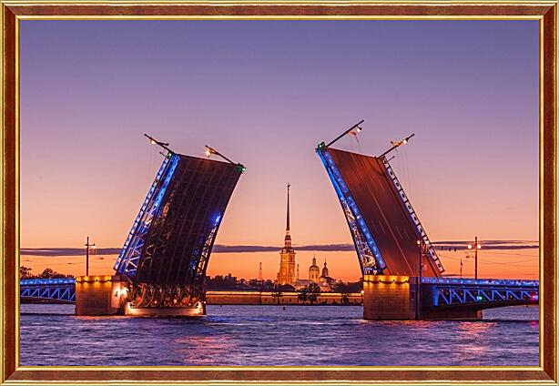 Картина - Петропавловская крепость и мосты