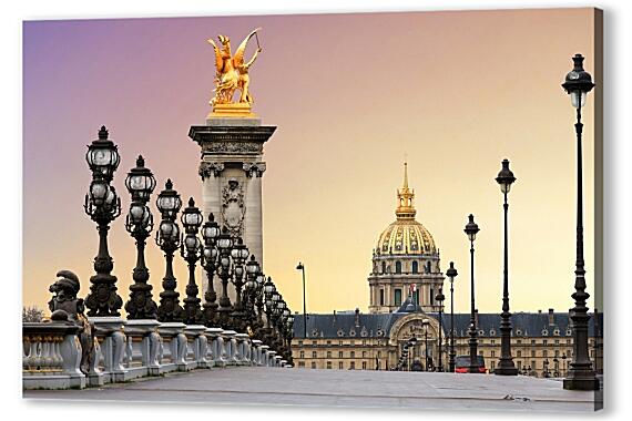Постер (плакат) - Восход солнца на мосту в Париже