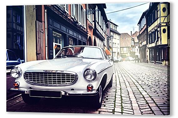 Картина маслом - Ретро авто на улице города
