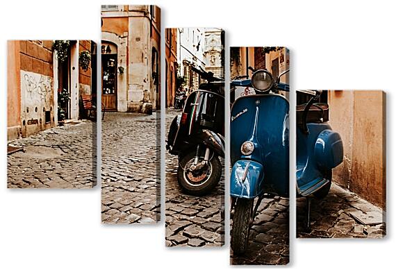 Модульная картина - Vespa на старой улице. Рим, Италия