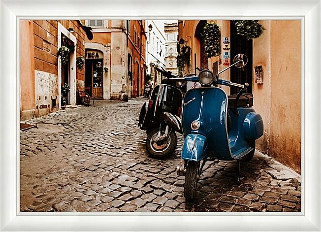 Картина - Vespa на старой улице. Рим, Италия
