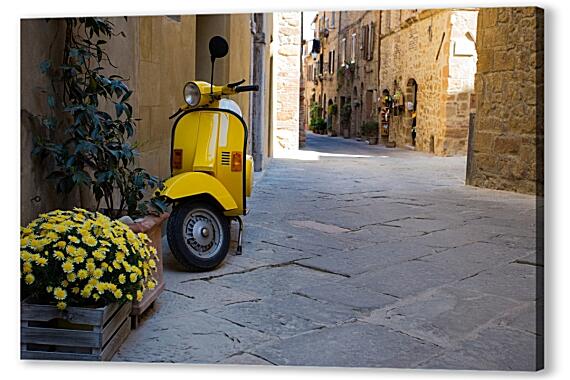Картина маслом - Скутер на улице Италии