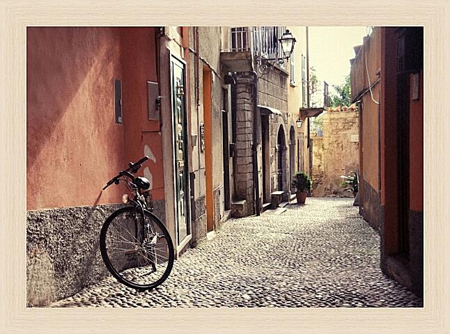 Картина - Велосипед на улочке города Белладжио