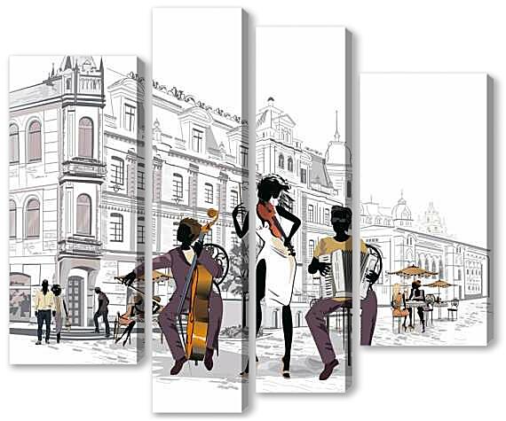 Модульная картина - Музыканты в Париже