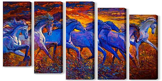 Модульная картина - Лошади в поле
