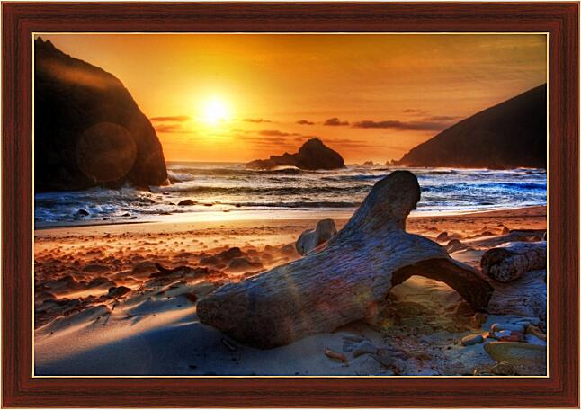Картина - Закат над песчаном пляжем