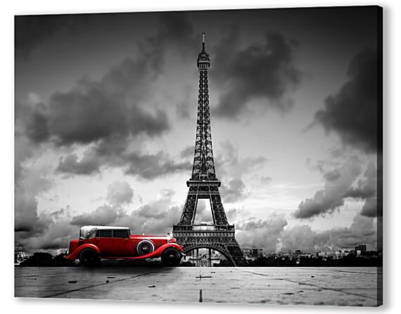 Картина маслом - Красный автомобиль