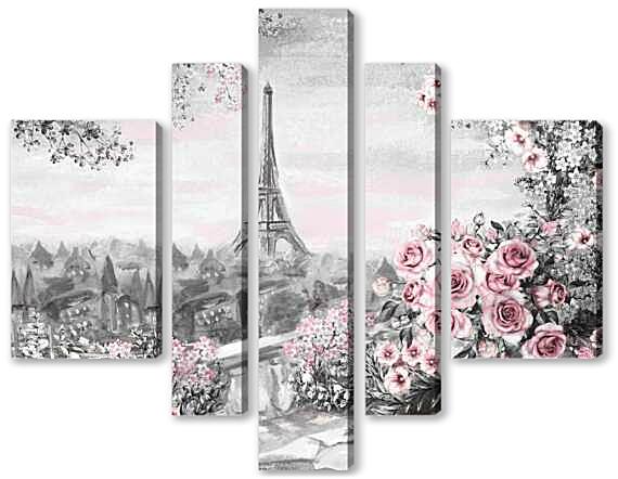 Модульная картина - Ваза с цветами