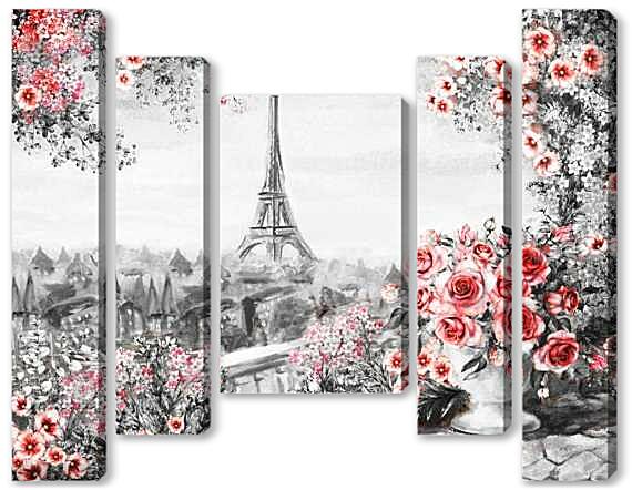 Модульная картина - Ваза с цветами