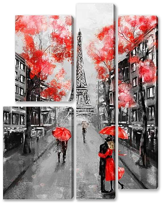 Модульная картина - На улице Парижа