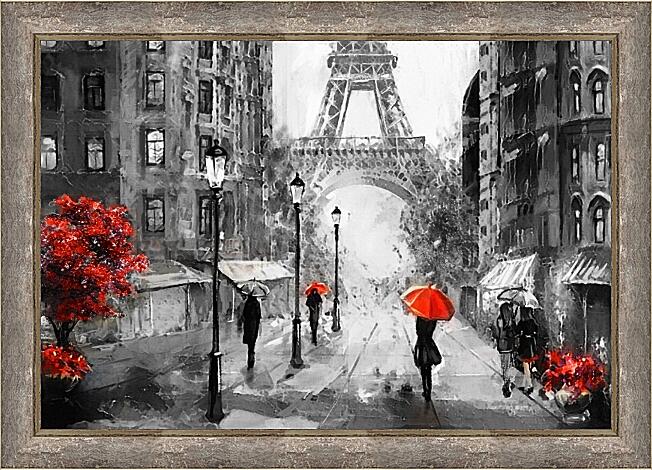 Картина - Девушка и красный зонт