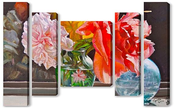 Модульная картина - Розы в вазе