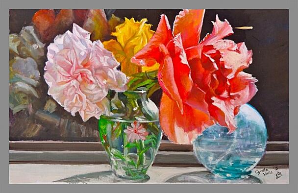 Картина - Розы в вазе