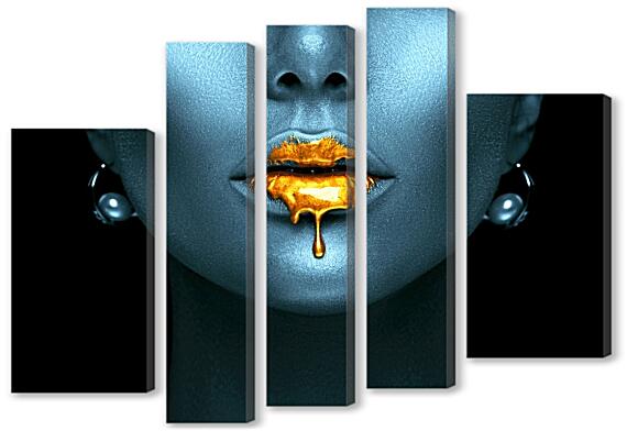 Модульная картина - Золотые губы