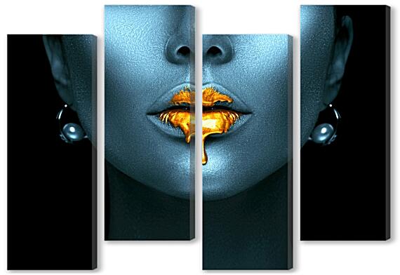 Модульная картина - Золотые губы