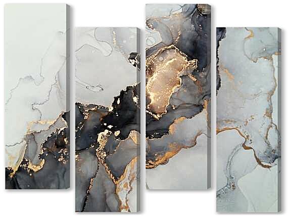 Модульная картина - Мрамор с золотом