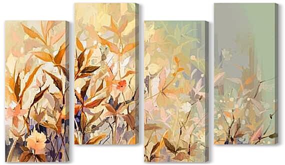 Модульная картина - Абстрактные цветы