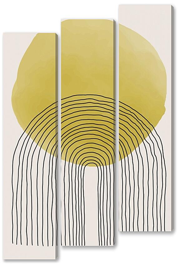 Модульная картина - Желтый круг и полосы