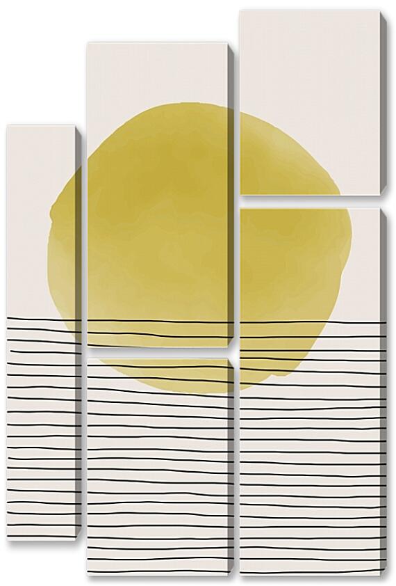 Модульная картина - Желтый круг и полосы 4