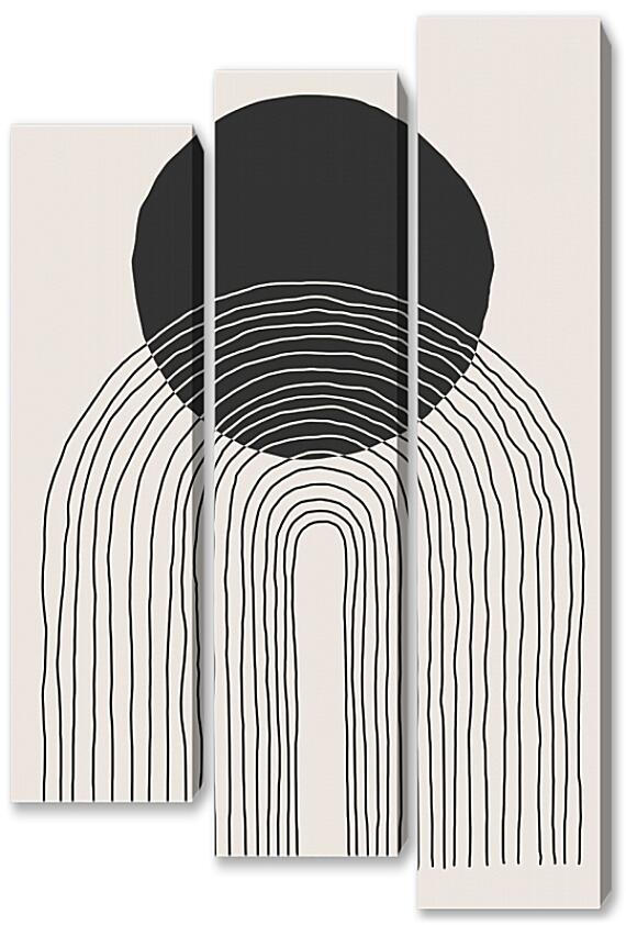 Модульная картина - Черный круг и полосы