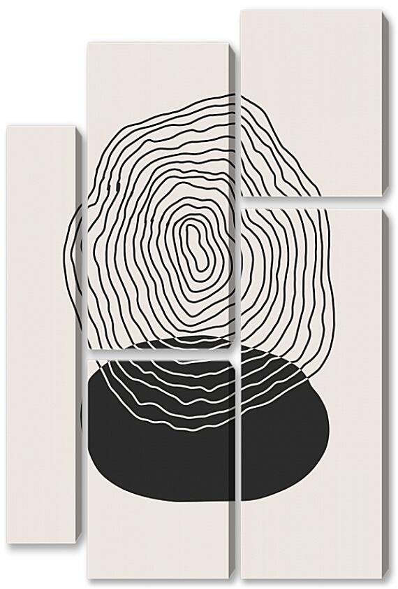 Модульная картина - Черный круг и полосы 3