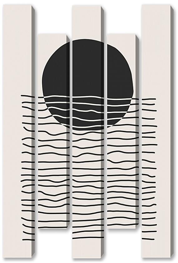 Модульная картина - Черный круг и полосы 4