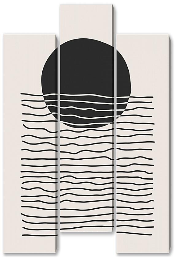 Модульная картина - Черный круг и полосы 4