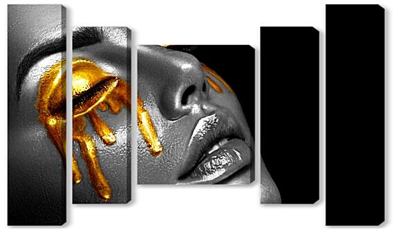 Модульная картина - Девушка в золотой краске