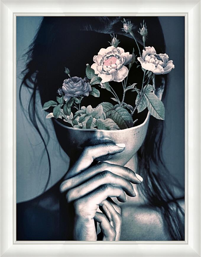 Картина - Цветы на лице №1