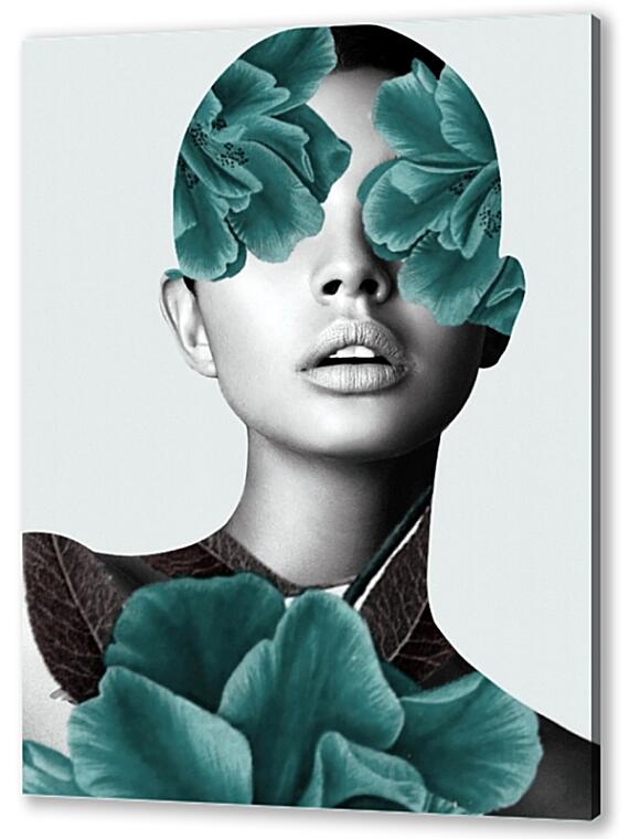 Постер (плакат) - Цветы на лице №2