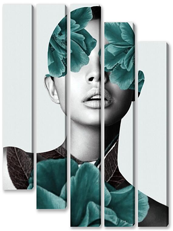 Модульная картина - Цветы на лице №2