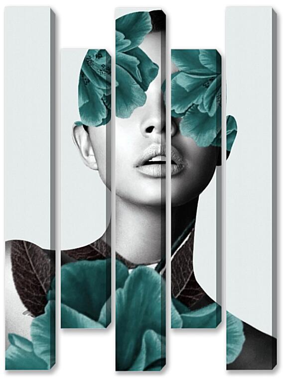 Модульная картина - Цветы на лице №2