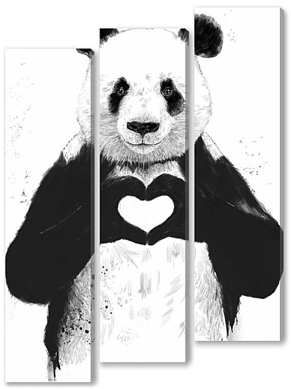 Модульная картина - Любовь и панда №1