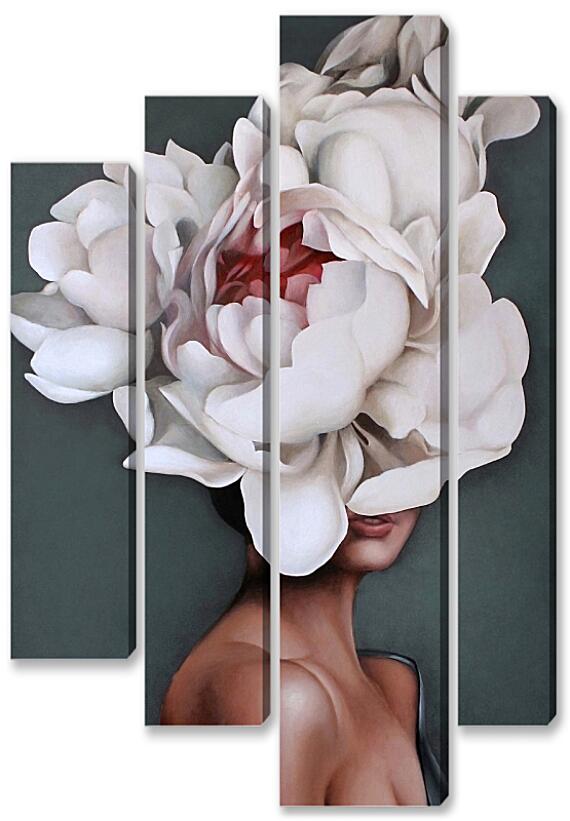 Модульная картина - Девушка-цветок №1