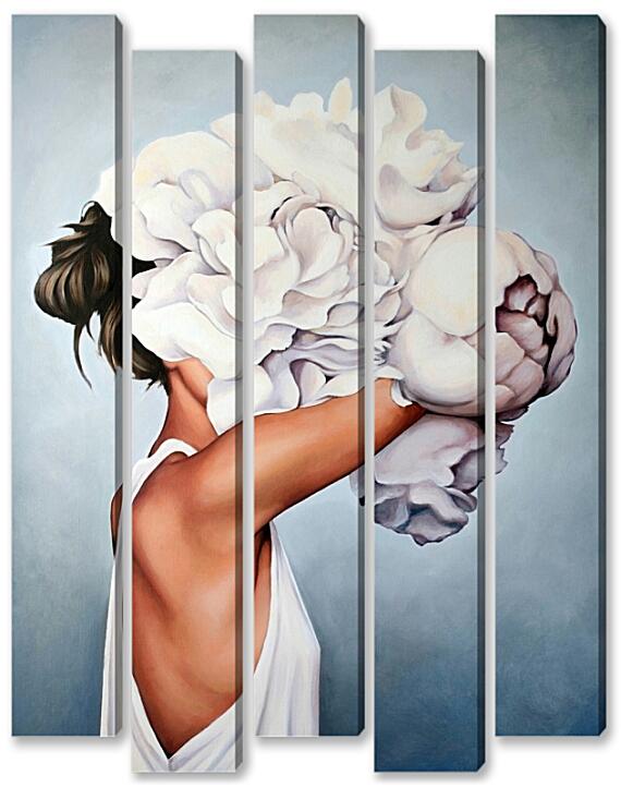 Модульная картина - Девушка-цветок №2
