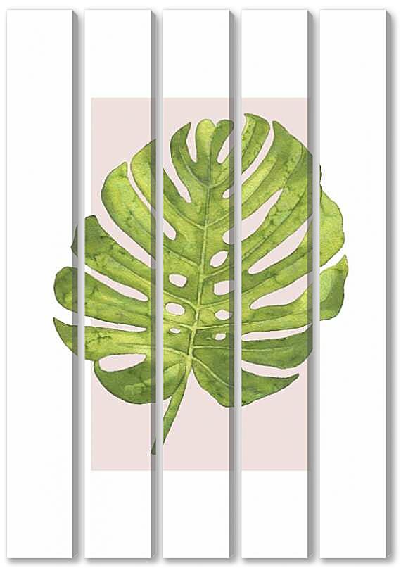 Модульная картина - Листья и фламинго №1