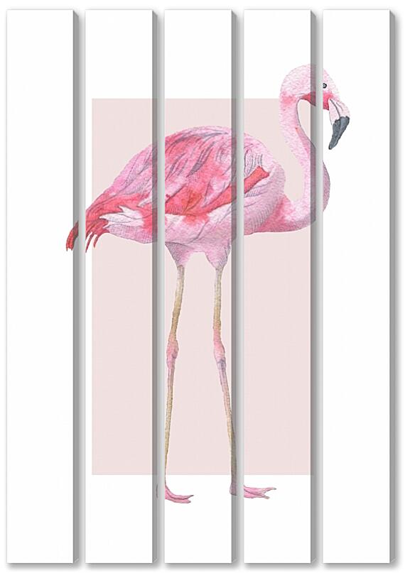 Модульная картина - Листья и фламинго №2