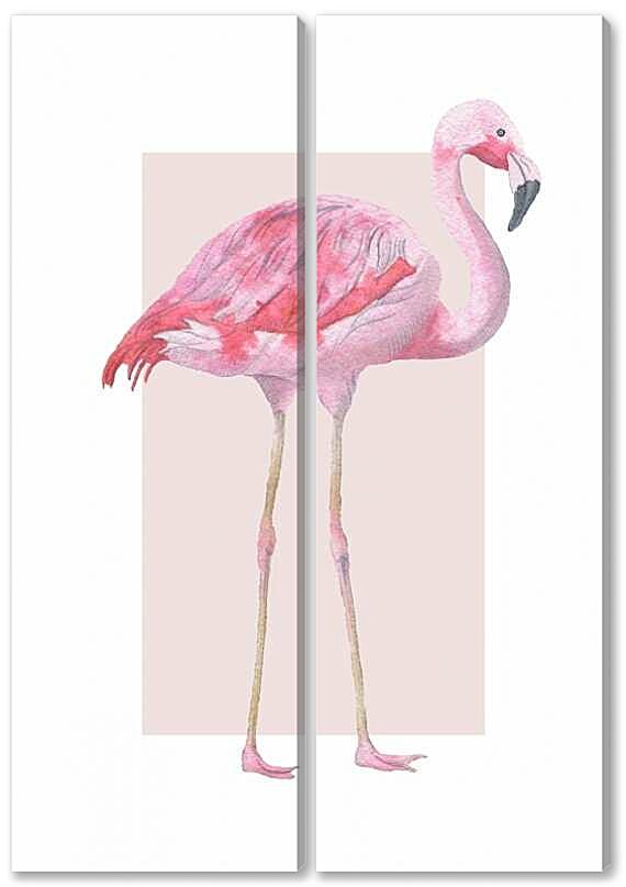 Модульная картина - Листья и фламинго №2