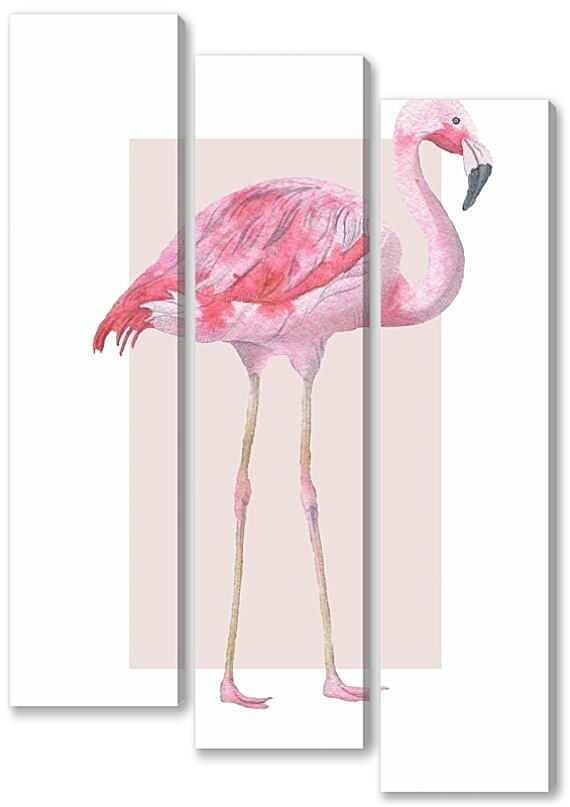Модульная картина - Листья и фламинго №2
