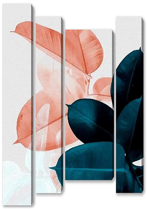 Модульная картина - Сине-розовые лепестки №1