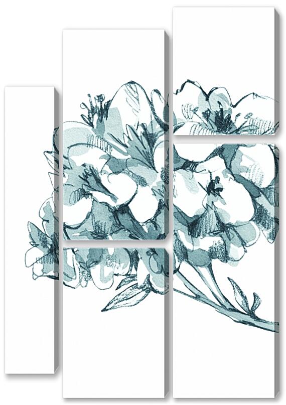Модульная картина - Гортензия акварелью №1